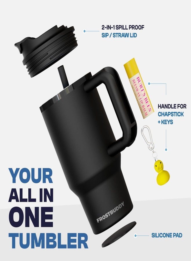 Frost Buddy Thicc Buddy - 16 oz Stainless Steel Vacuum Insulated Tumbler with Lid and Straw for Water - Travel Mug Cupholder Friendly - Gifts for Women Men Him Her (Black) - Image 2